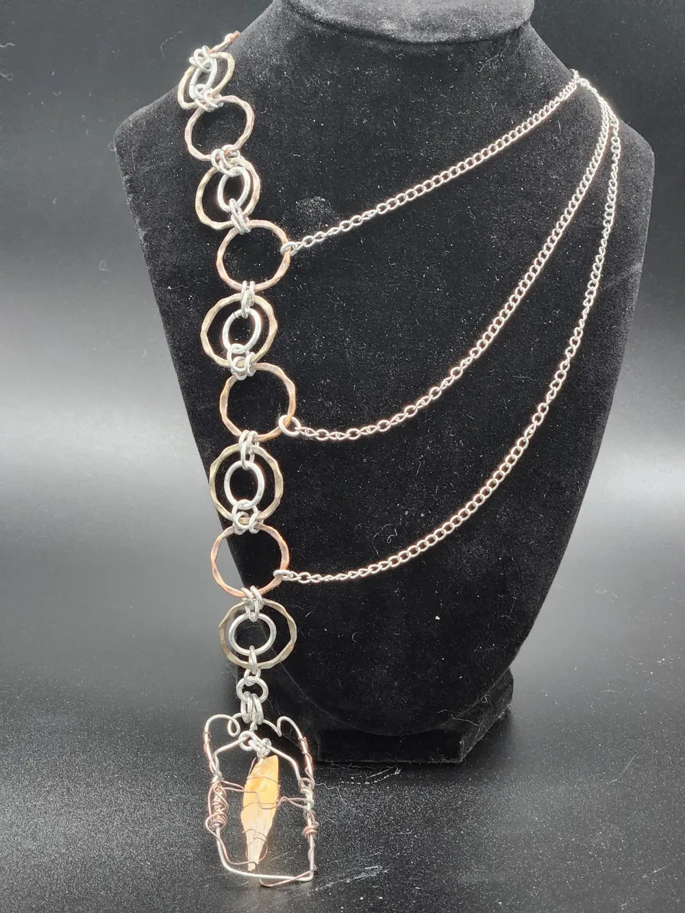 Kyber or Fantasy Crystal chainmail necklace (orange)